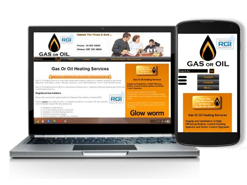 Example of a responsive website, showing desktop and mobile version as designed by The Webbery, Mobile Web Design, Ireland